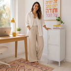 ארונית מתכת נמוכה 2 דלתות בצבע לבן | Luca