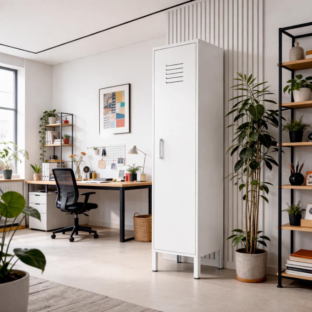 ארונית לוקר מתכת בצבע לבן | School