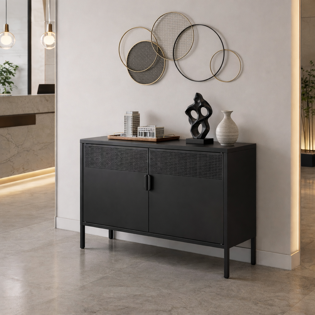 מזנון טלוויזיה מתכת בצבע שחור מט | Chery