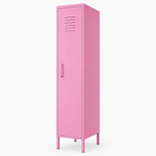 ארון לוקר מתכת ורוד עם חריצי אוורור, על רגליים, צילום מוצר