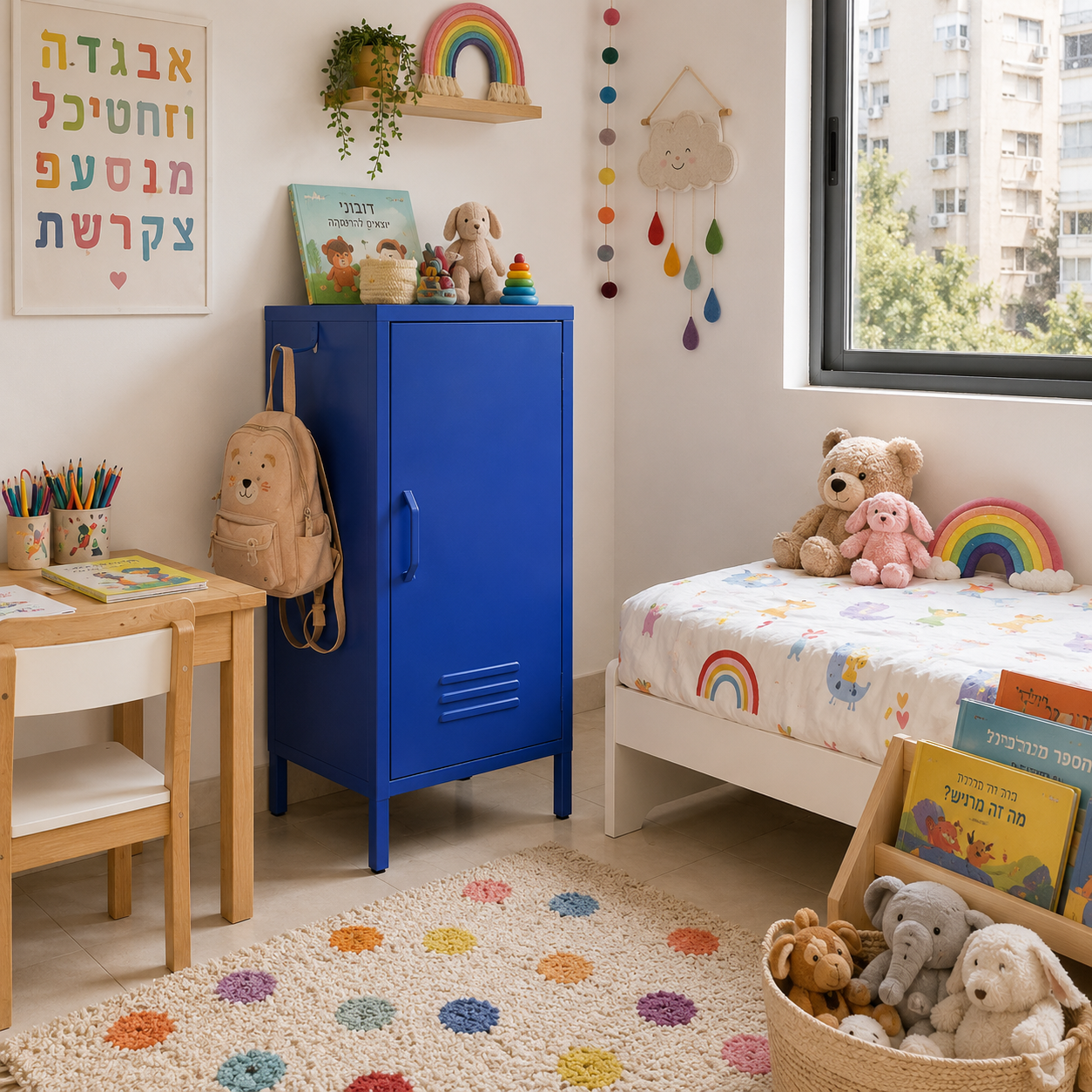 ארונית מתכת נמוכה בצבע כחול | Slim