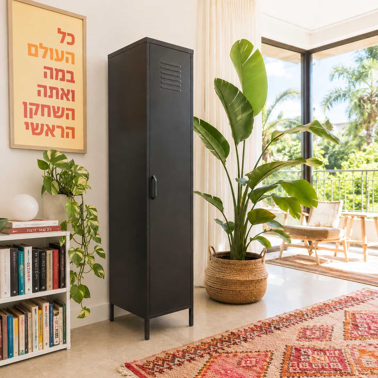 ארונית לוקר מתכת בצבע שחור מט | School