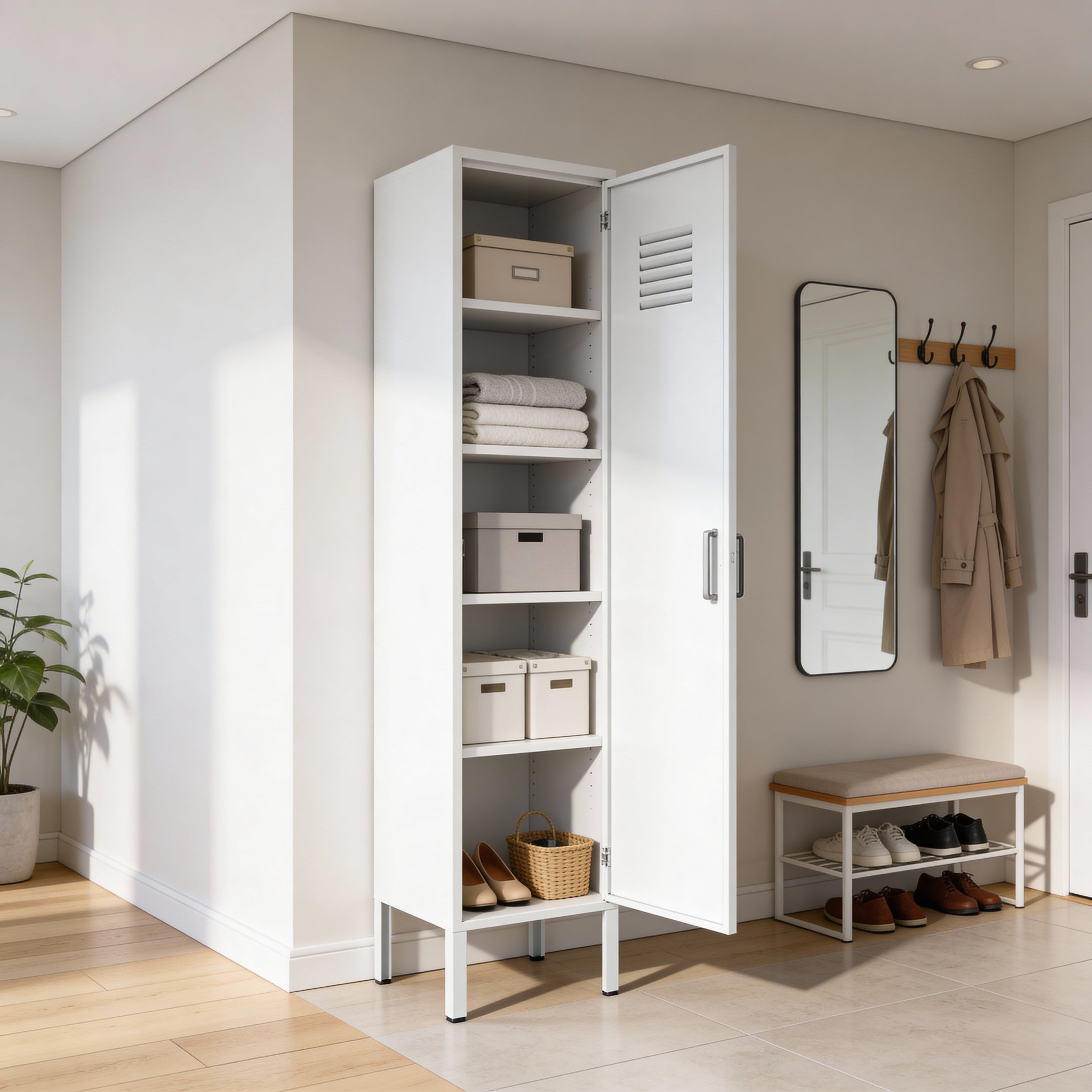 ארונית לוקר מתכת בצבע לבן | School