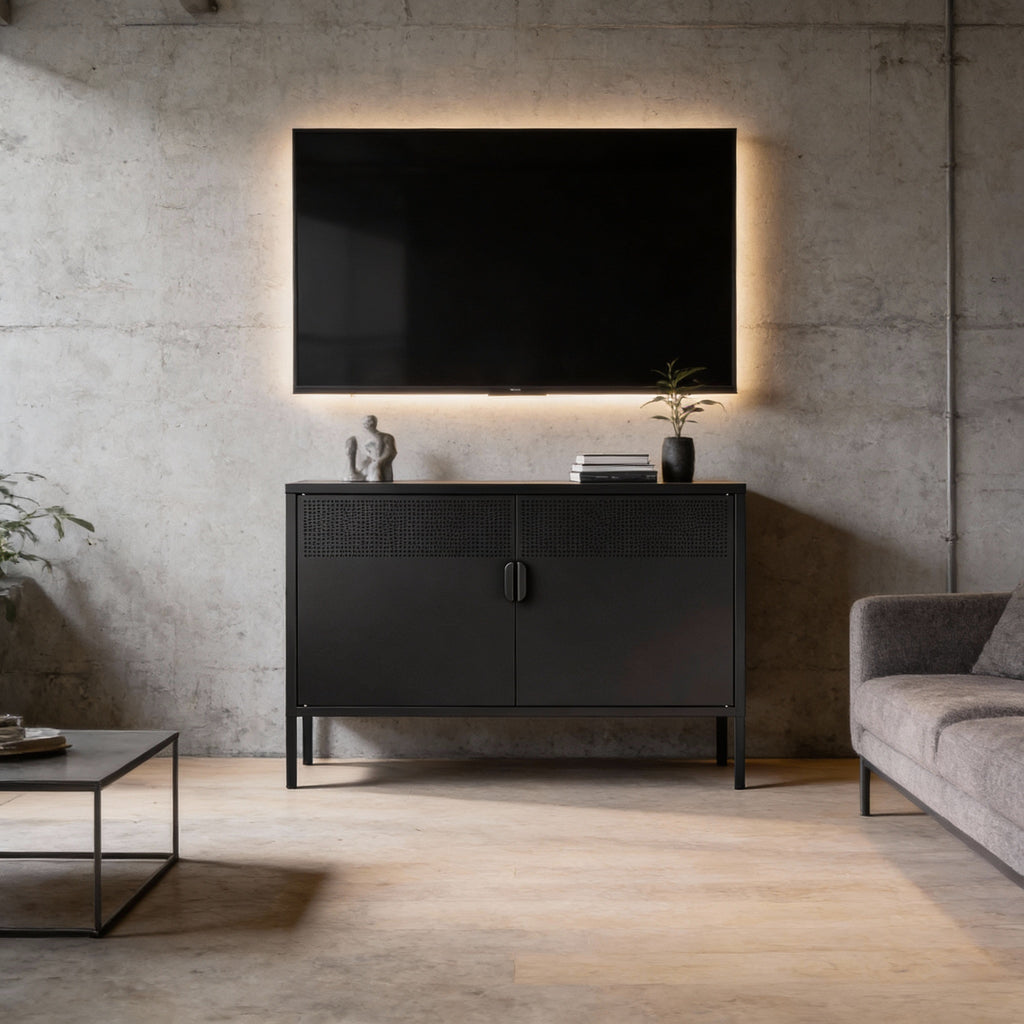 מזנון טלוויזיה מתכת בצבע שחור מט | Chery