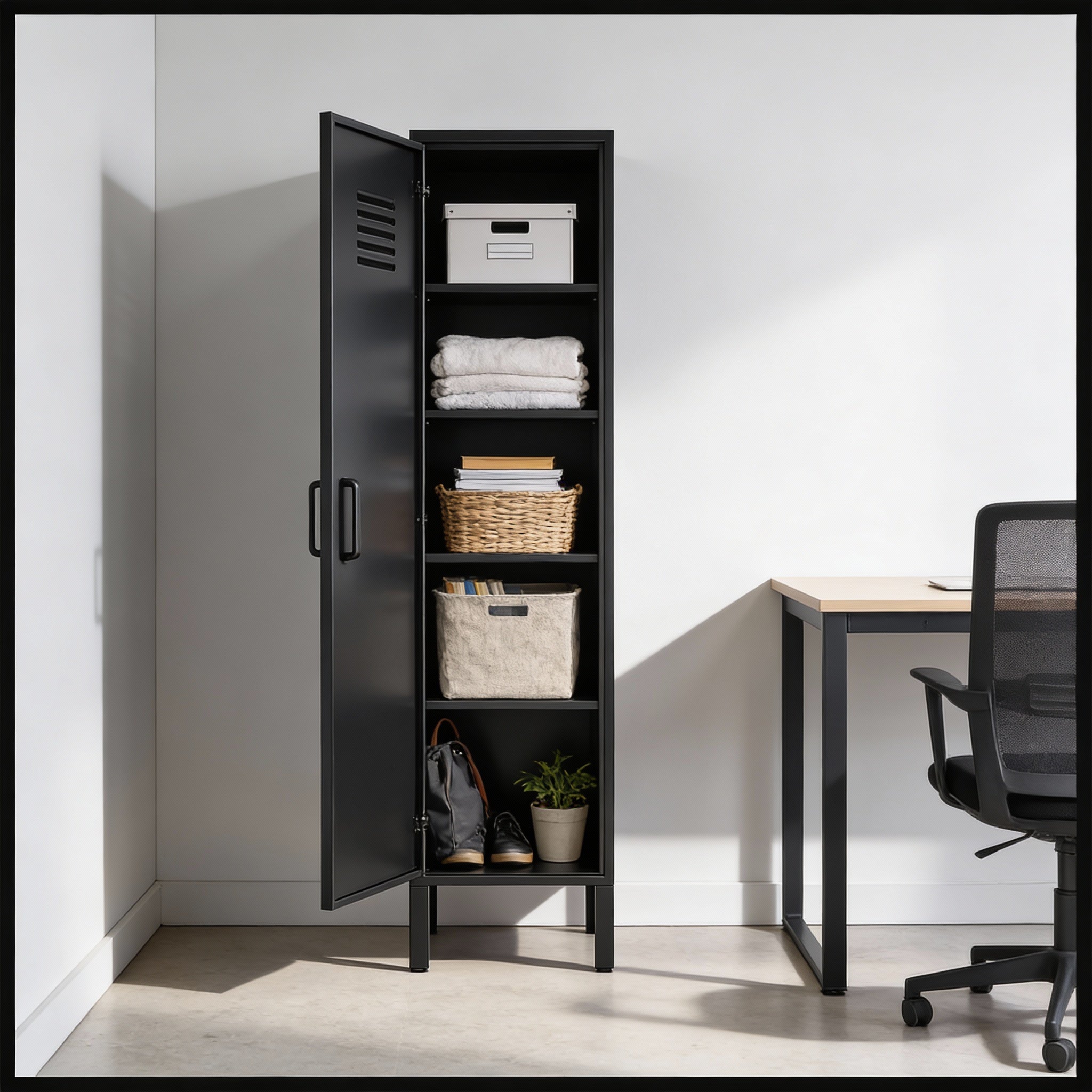 ארונית לוקר מתכת בצבע שחור מט | School