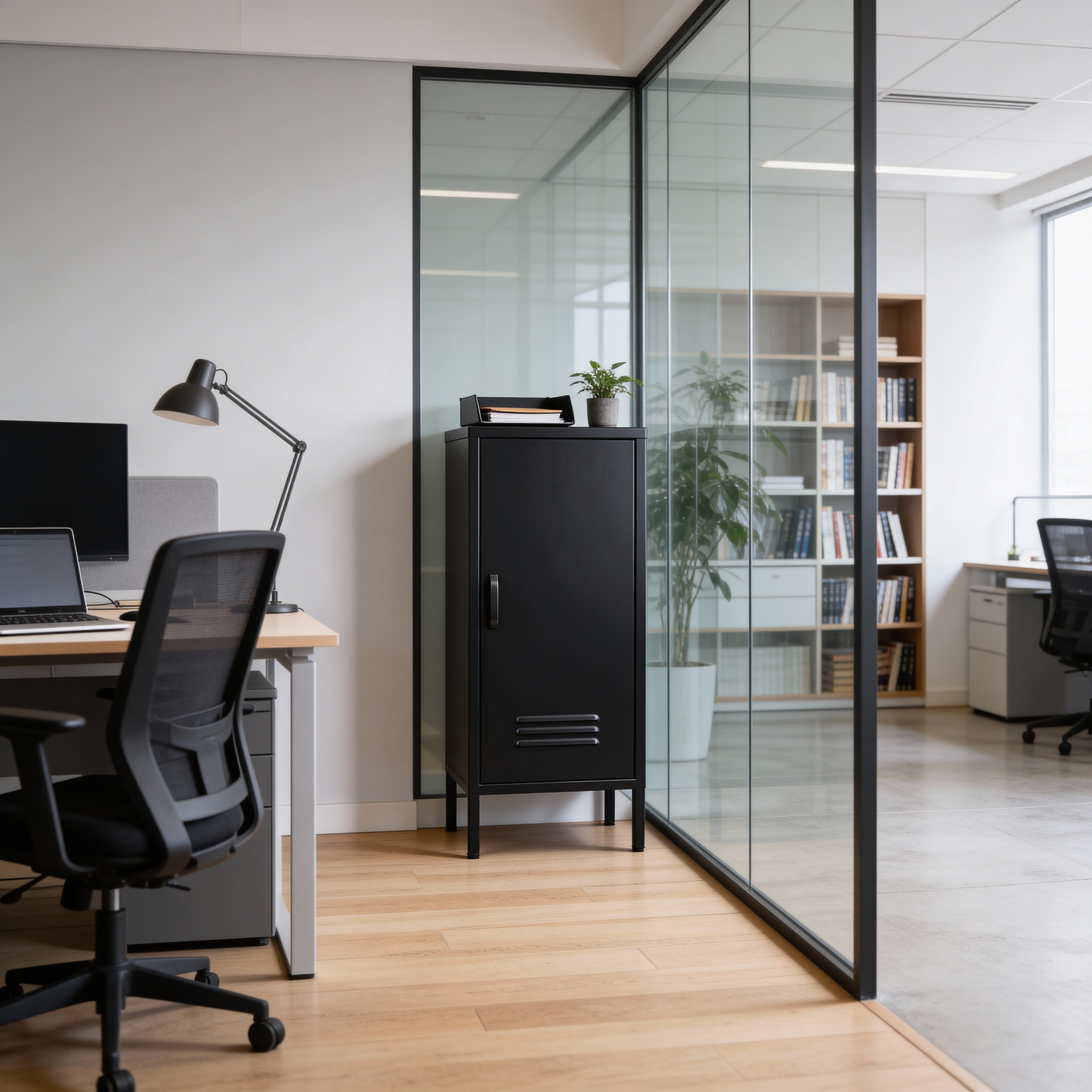 ארונית מתכת נמוכה בצבע שחור מט | Slim