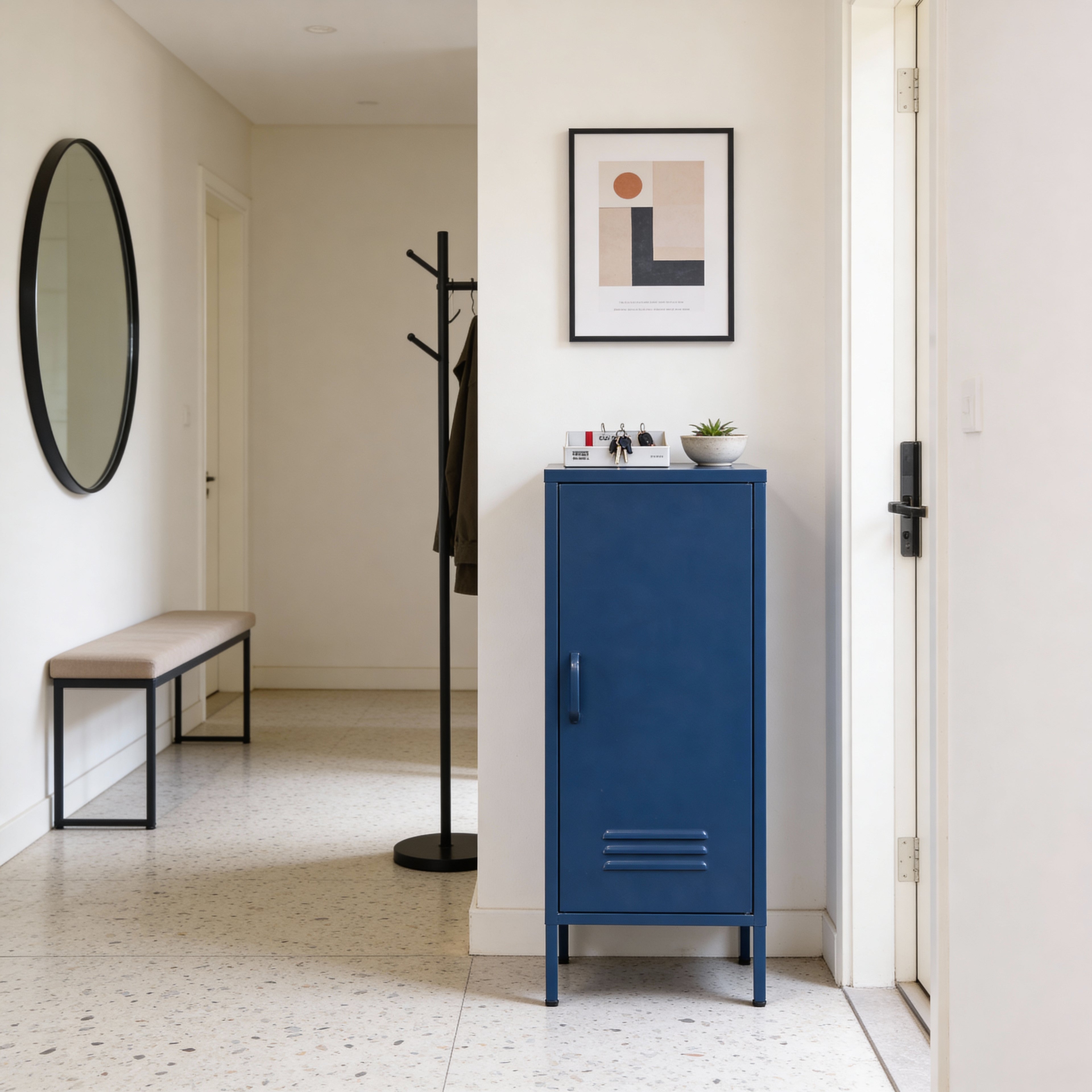 ארונית מתכת נמוכה בצבע כחול כהה | Slim