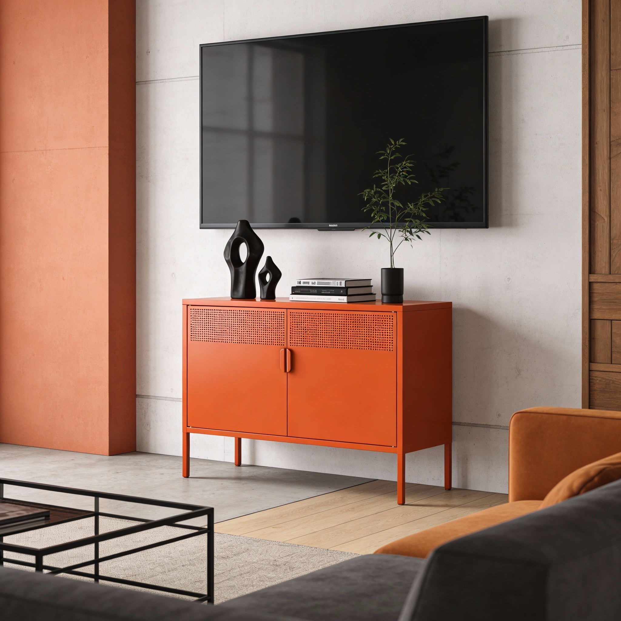 מזנון טלויזיה מתכת בצבע כתום | Chery