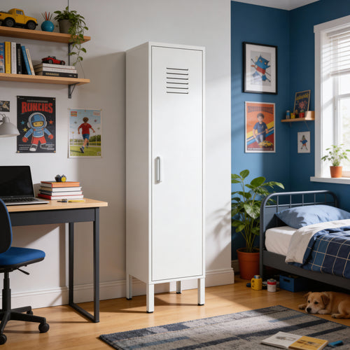 ארונית לוקר מתכת בצבע לבן | School