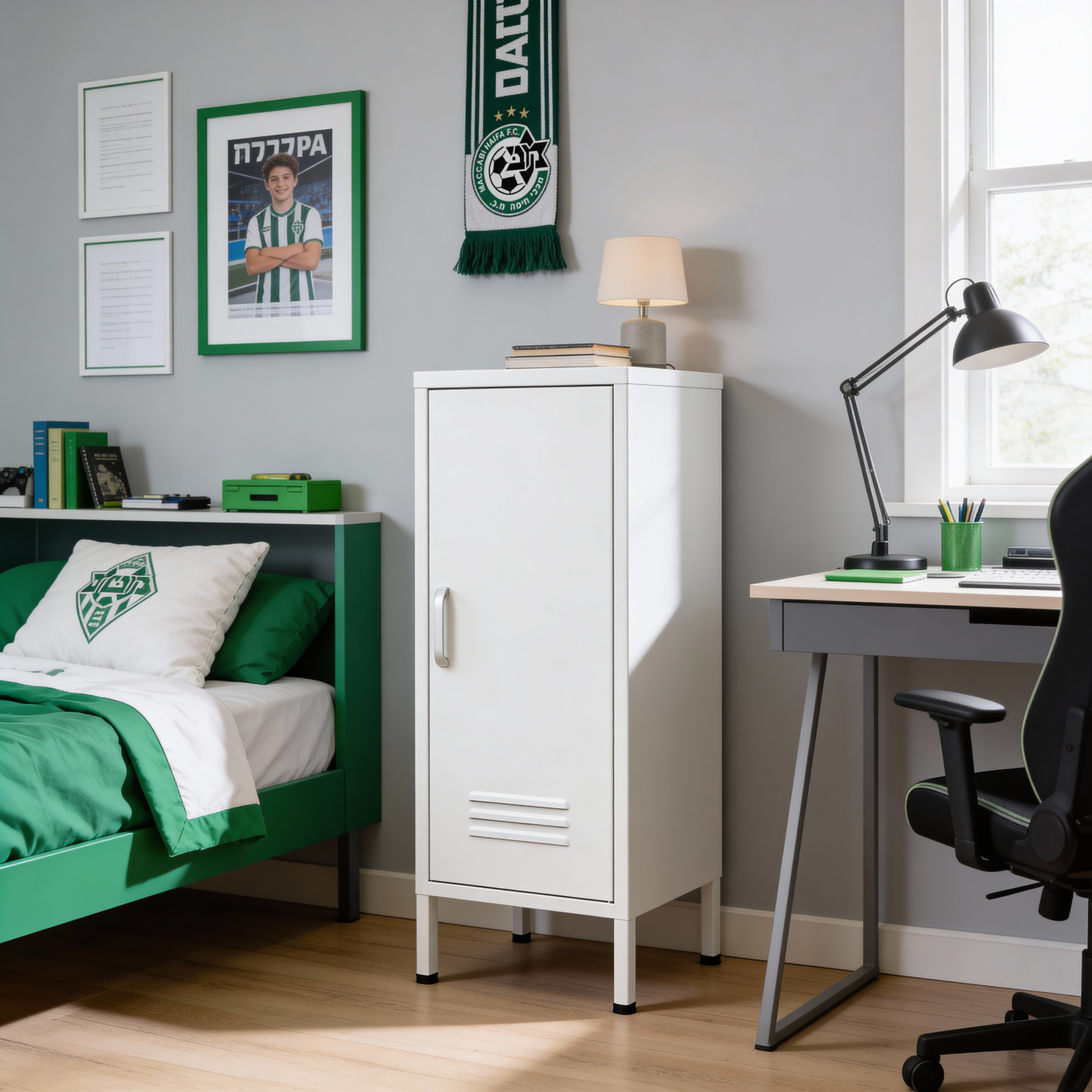 ארונית מתכת נמוכה בצבע לבן | Slim