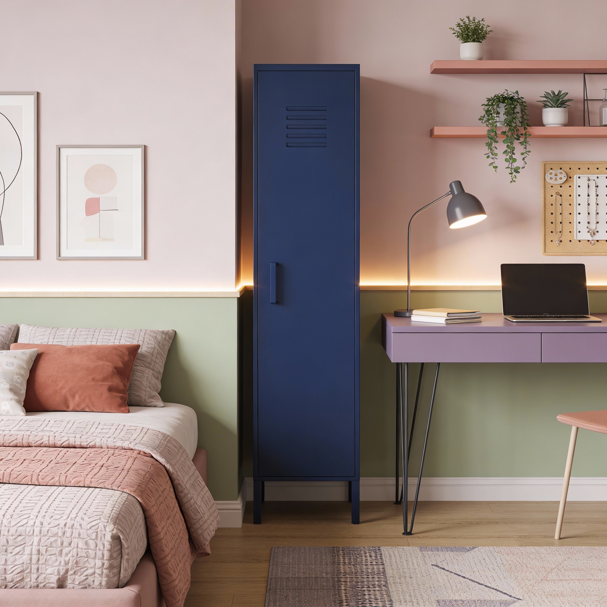 ארונית לוקר מתכת בצבע כחול כהה | School