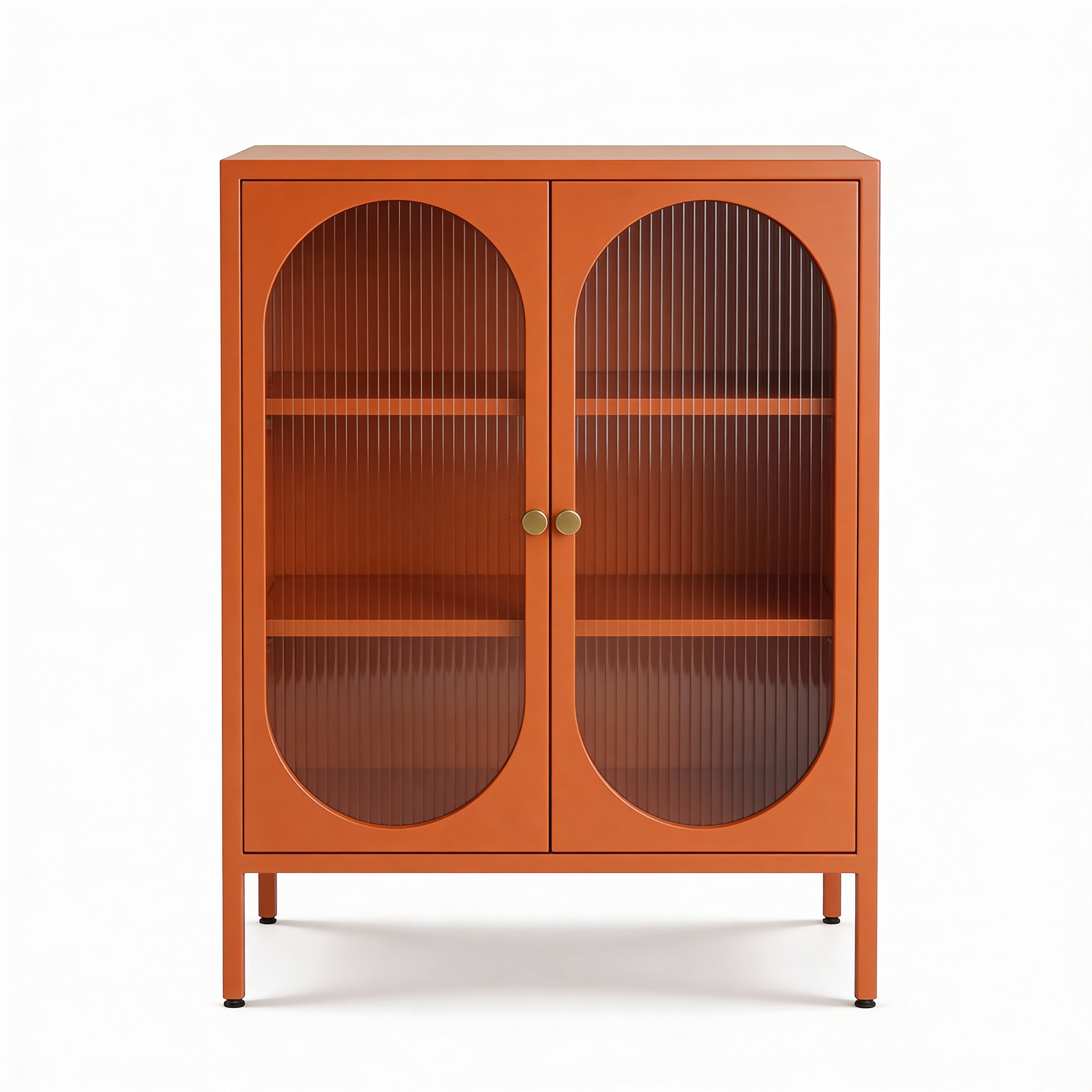 מזנון קומודה מתכת דלתות זכוכית בצבע כתום | Ember