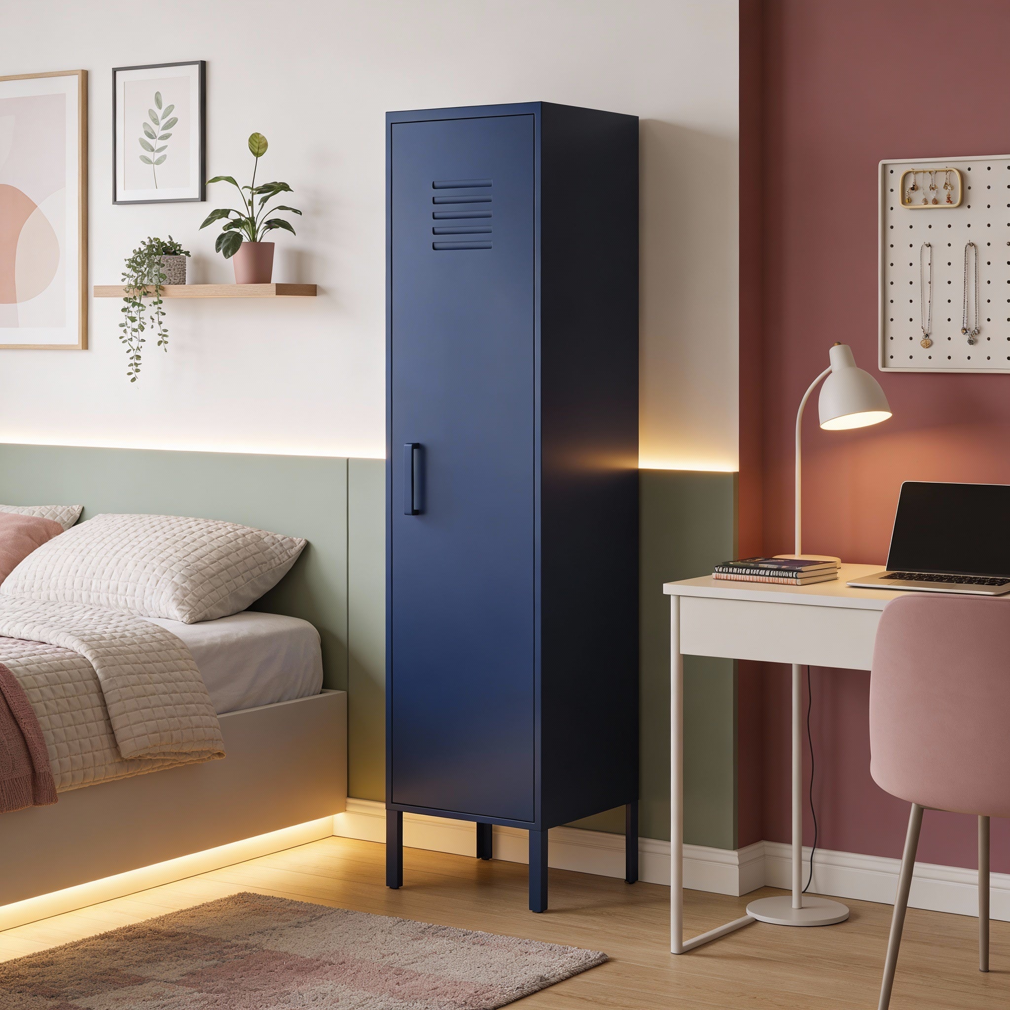 ארונית לוקר מתכת בצבע כחול כהה | School