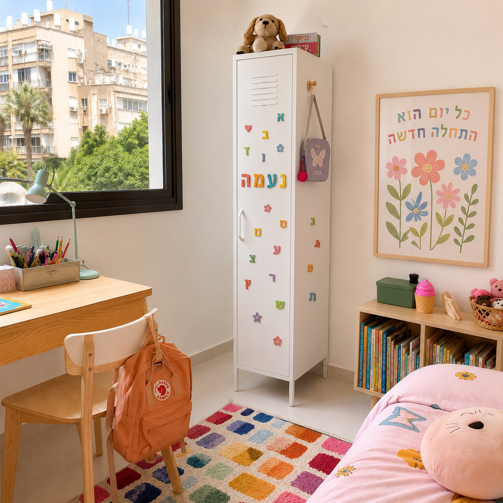 ארונית לוקר מתכת בצבע לבן | School