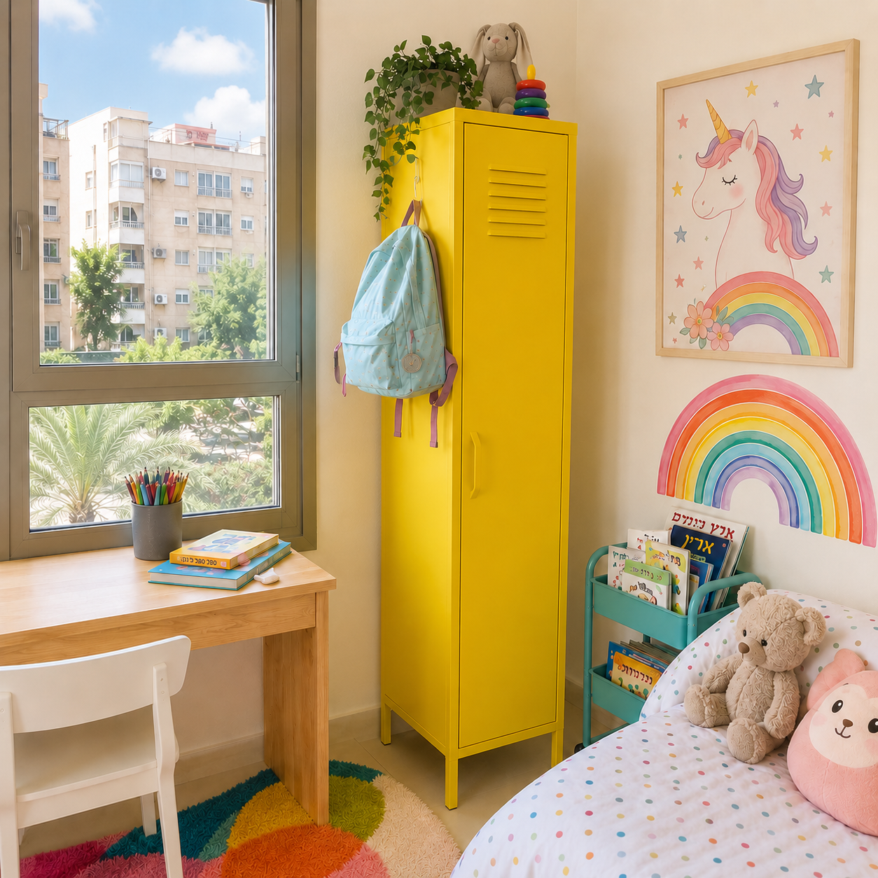 ארונית לוקר מתכת בצבע צהוב | School